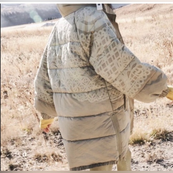 #111. NWT Free People Heading for the Hills Embroidered Puffer Jacket in Olive - Picture 7 of 7